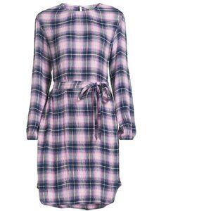 Summer Women's Belted Mini Dress with Long Sleeves M